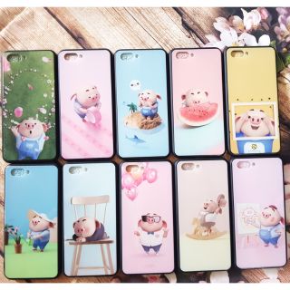 Ốp lưng iPhone 7 Plus/8 Plus viền dẻo lưng bóng hình chú heo