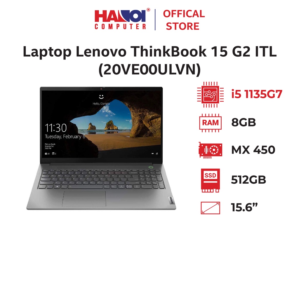 Laptop Lenovo ThinkBook 15 G2 ITL (20VE00ULVN ) (i5 1135G7/8GB RAM/512GB SSD/15.6 FHD/MX450 2GB/DOS/Xám)