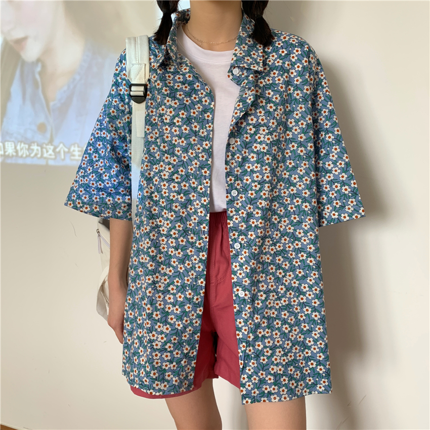 Áo Sơ Mi Hoa Tay Ngắn Thời Trang Dành Cho Nữ