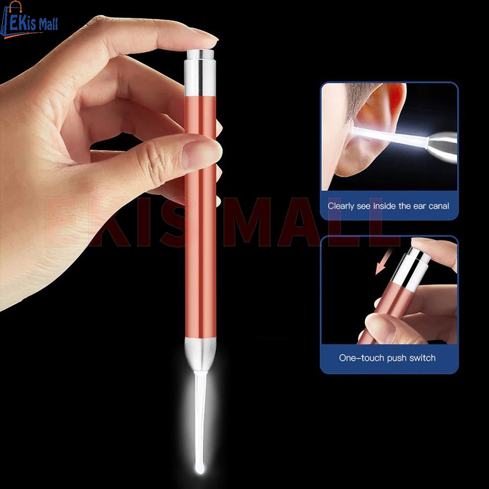 Bộ dụng cụ ngoáy tai gỗ có đèn Bộ phụ kiện lấy ráy tai 8 món đa năng Cao Cấp