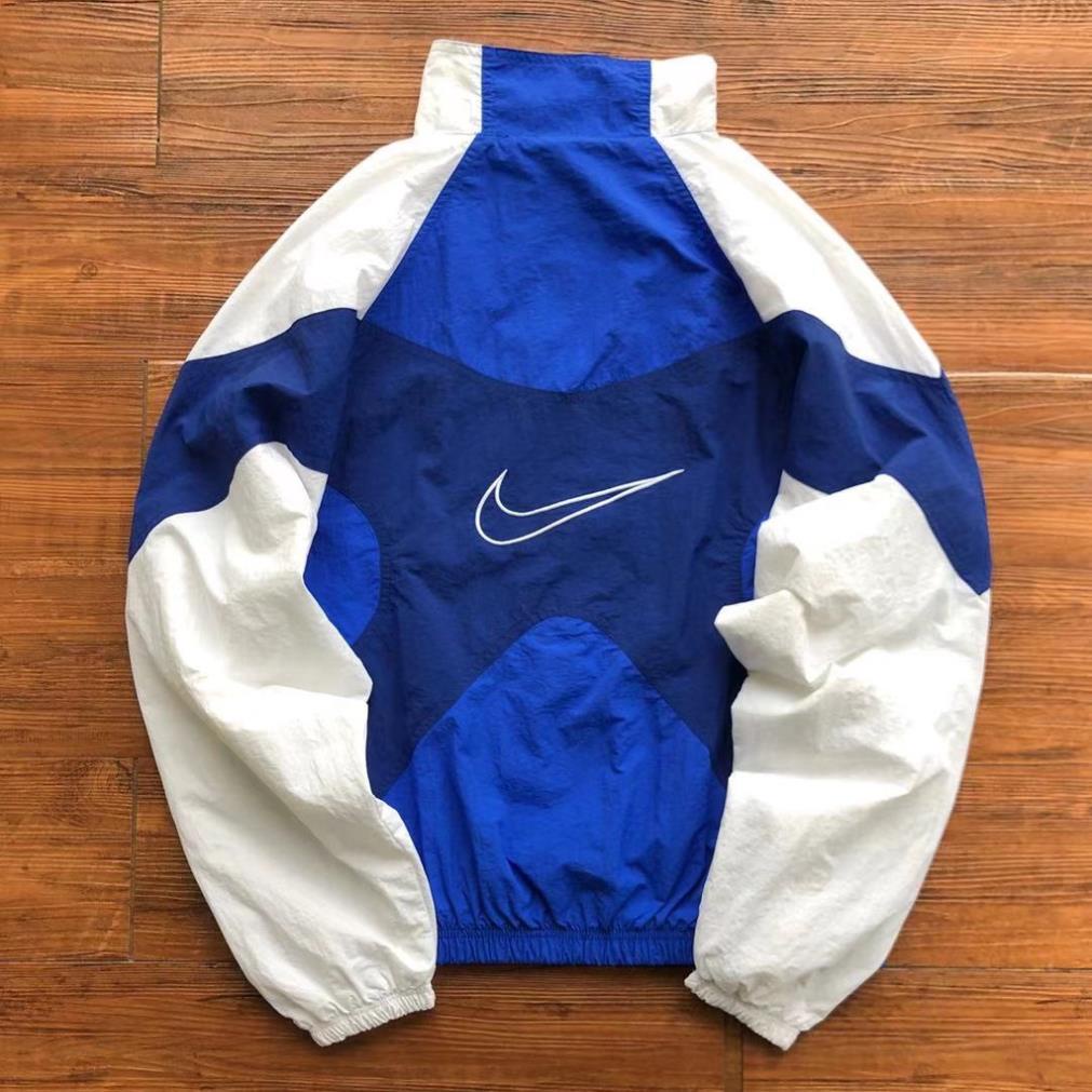 Áo khoác gió Nike phồi màu xanh trắng chất liệu gió siêu ấm áp phong cách retro dành cho nam và nữ !