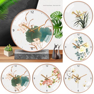 Đồng hồ treo tường trang trí phòng khách phòng ngủ trẻ em hình hoa lan đào sen