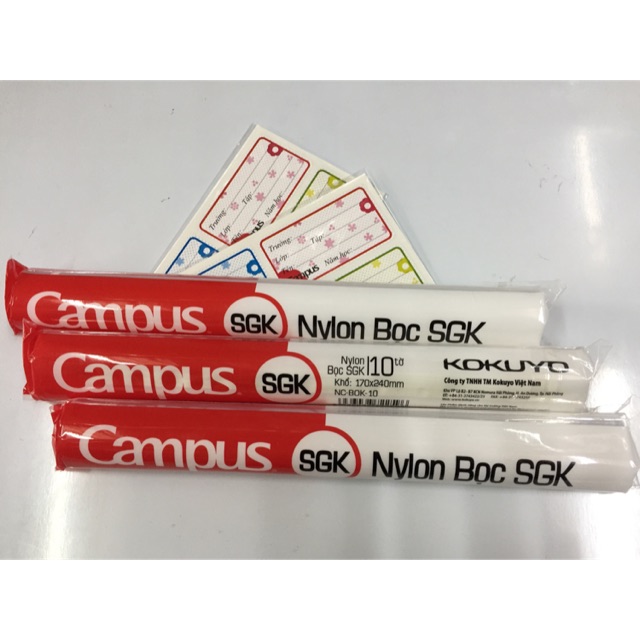 Bọc sgk và nhãn vở( compo30 bọc campus và 40 nhãn vở flower campus)