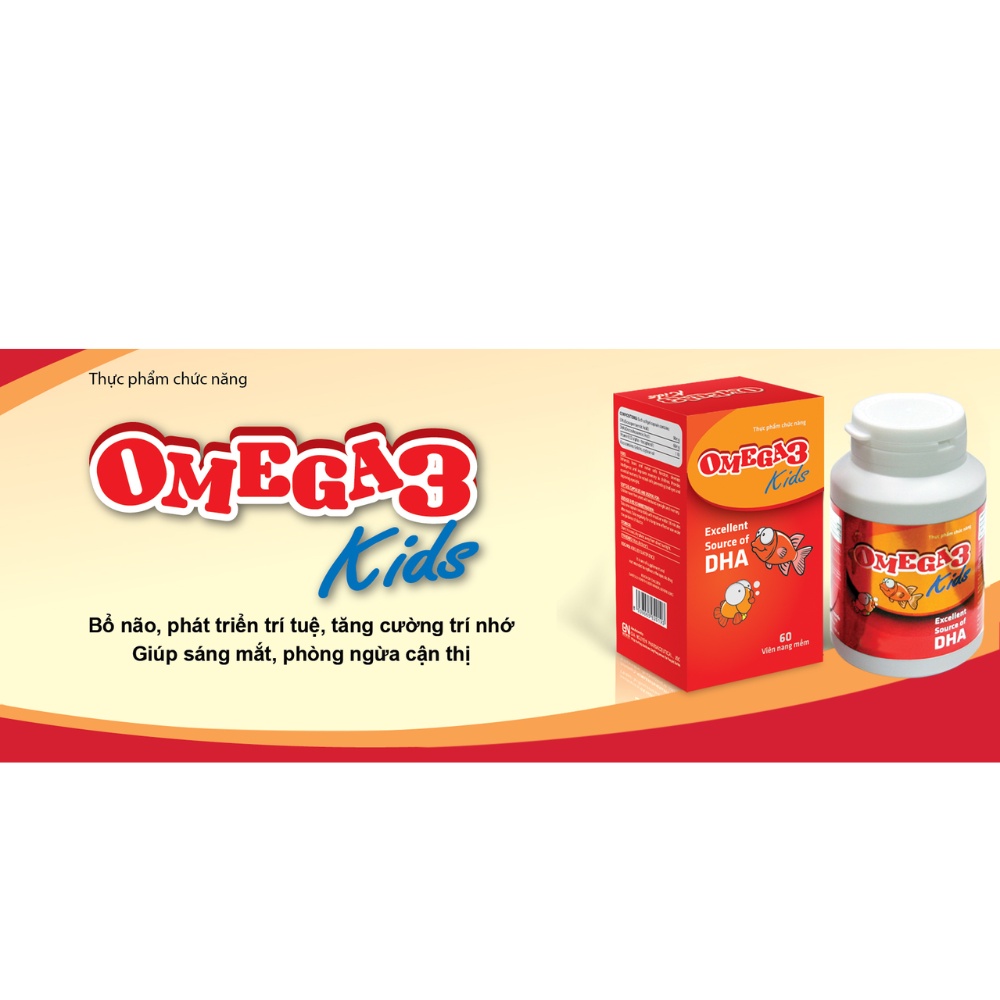 Dầu cá DHA Omega 3 kids cho bé,giúp bổ não,phát triển trí não,tăng cường thị lực sáng mắt, chống mỏi mắt hộp 60 viên