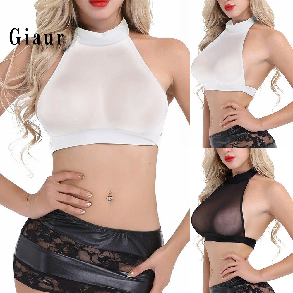 Áo Croptop Sát Nách Phối Lưới Gợi Cảm Cho Nữ