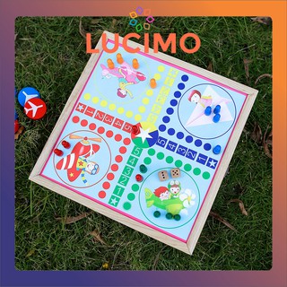 Bộ đồ chơi - bàn cờ búng đa năng – cờ ludo (cá ngựa) – cờ caro, boardgame gia đình bằng gỗ  - 𝑳𝑼𝑪𝑰𝑴𝑶