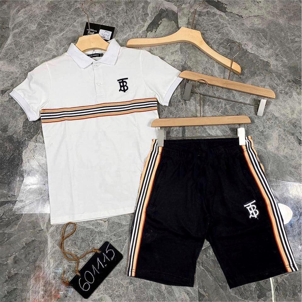 Sét bộ quần áo thể thao nam cổ bẻ kẻ sọc | BigBuy360 - bigbuy360.vn