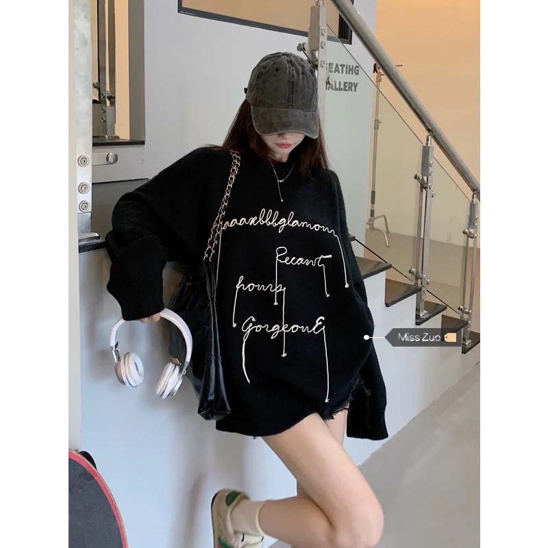 Áo Len Nữ Form Rộng Tay Dài Áo Sweater Nữ Dệt Kim Bigsize, Chân Váy Dài Chữ A Kiểu Hàn Quốc Set Đồ Nữ Thu Đông SW001
