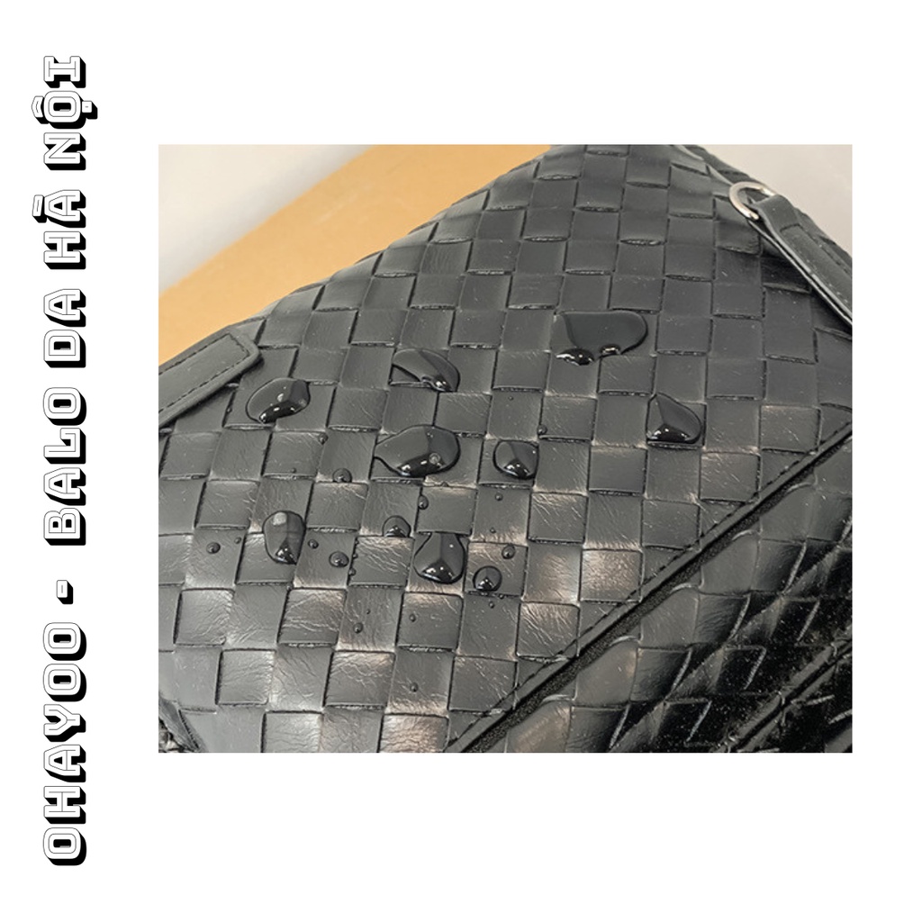 Balo laptop, balo da nam nữ chất liệu da PU cao cấp Hàn Quốc chống nước laptop 15,6 inch OHYOO