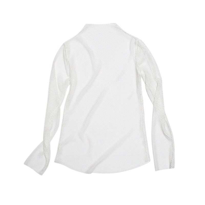 Áo Thun Lưới Tay Dài Cổ Cao Xuyên Thấu Phong Cách Harajuku Thời Trang Xuân Hè Cho Nữ