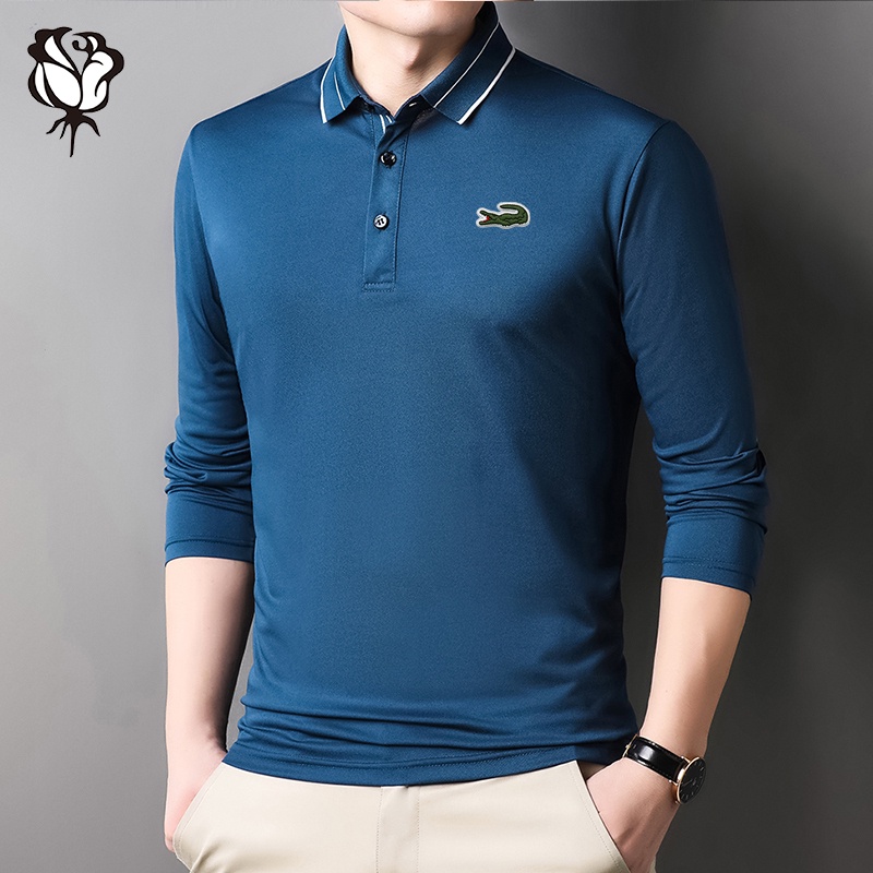 Áo polo Dài Tay Thêu Họa Tiết 6 Màu Lựa Chọn Dành Cho Nam