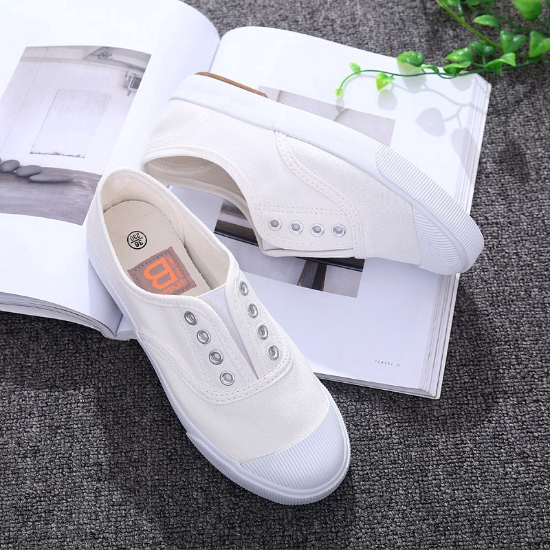 Giày lười canvas Slip-on nữ đế bệt mùa thu