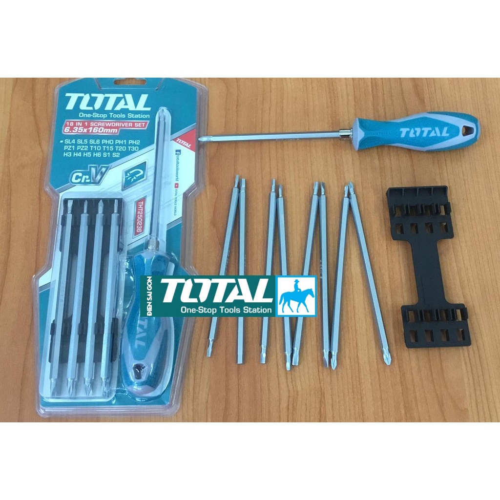 Bộ tua vít 18 đầu đa năng Thép CR-V Total THT250236