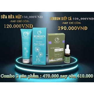 Combo Sạch Mụn, Thâm giúp Da CĂNG BÓNG, MỊN MÀNG IGREEN - IGREEN COMBO