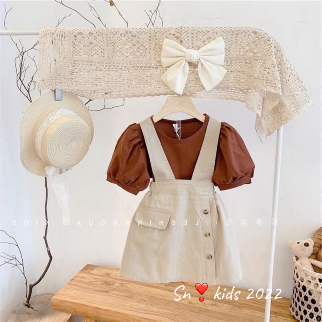 Set yếm váy kaki phối tay bồng cho bé 8-22kg QATE804 - M8shopkids