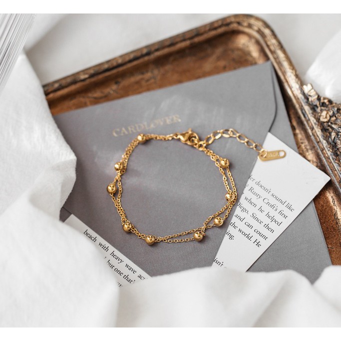 Lắc chân thời trang titan bi dây đôi TT6214 | BigBuy360 - bigbuy360.vn