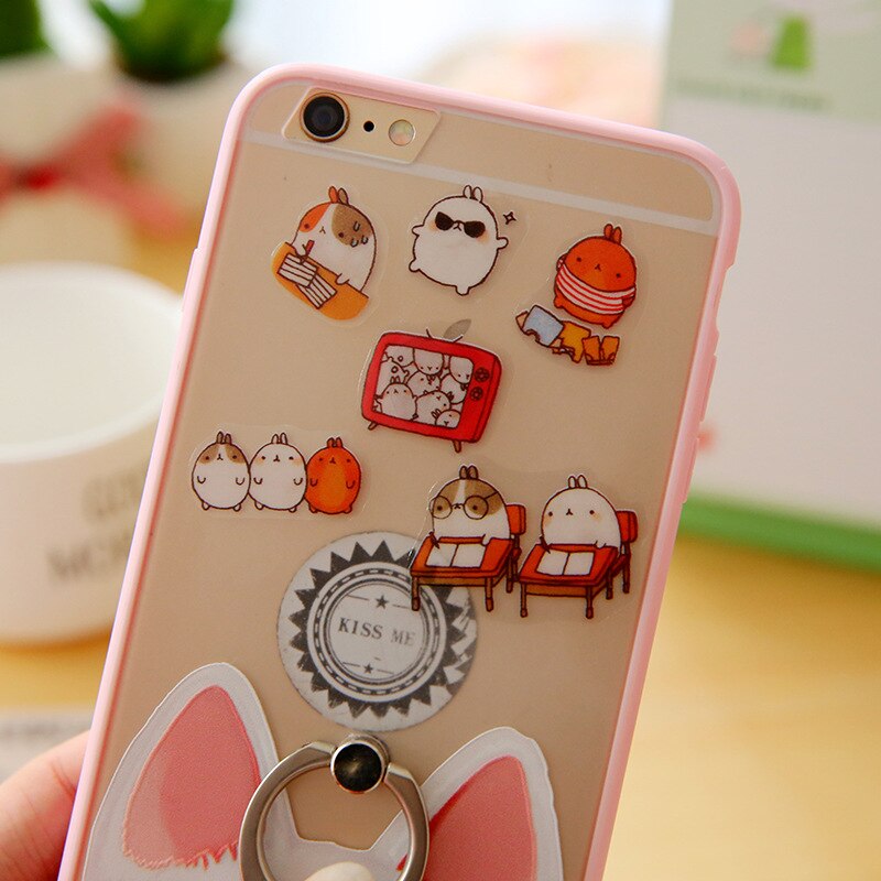 Set 6 Sticker Hình Thỏ Dễ Thương Dùng Trang Trí Tiện Dụng