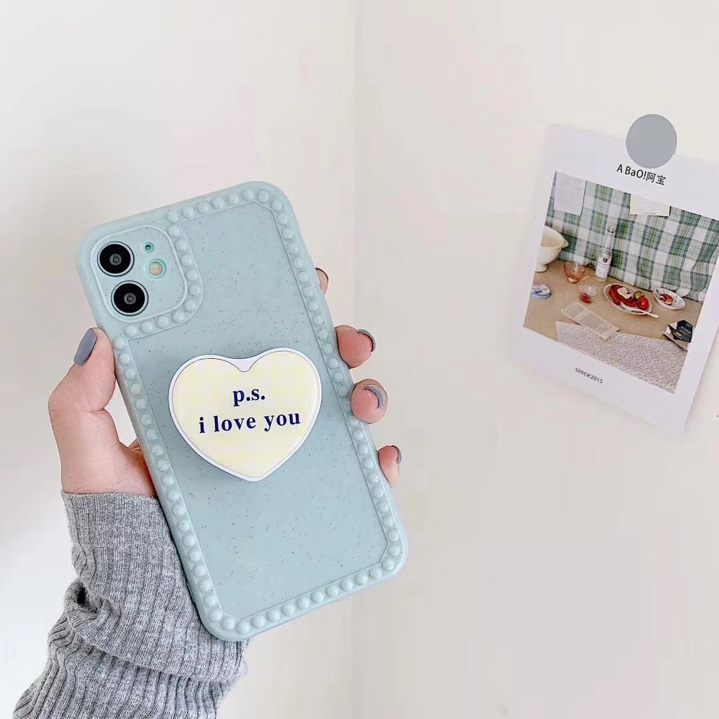 Ốp điện thoại mềm màu kẹo in hình trái tim có giá đỡ cho IPHONE XSMAX 11 11PROMAX 7 8+ XR | BigBuy360 - bigbuy360.vn