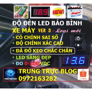Vôn kế mini loại mới V3 đo vôn, báo bình xe máy - Đã đổ keo chắc chắn - Không lo bị sứt dây