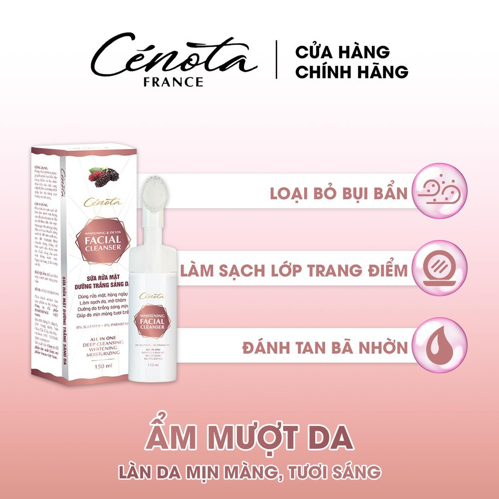 [CHÍNH HÃNG] Sữa rửa mặt trắng da Cénota Whitening Facial Cleanser 150ml, sữa rửa mặt trắng da dưỡng trắng