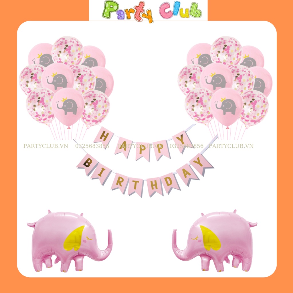 Set bong bóng bay trang trí sinh nhật cho bé mẫu con voi