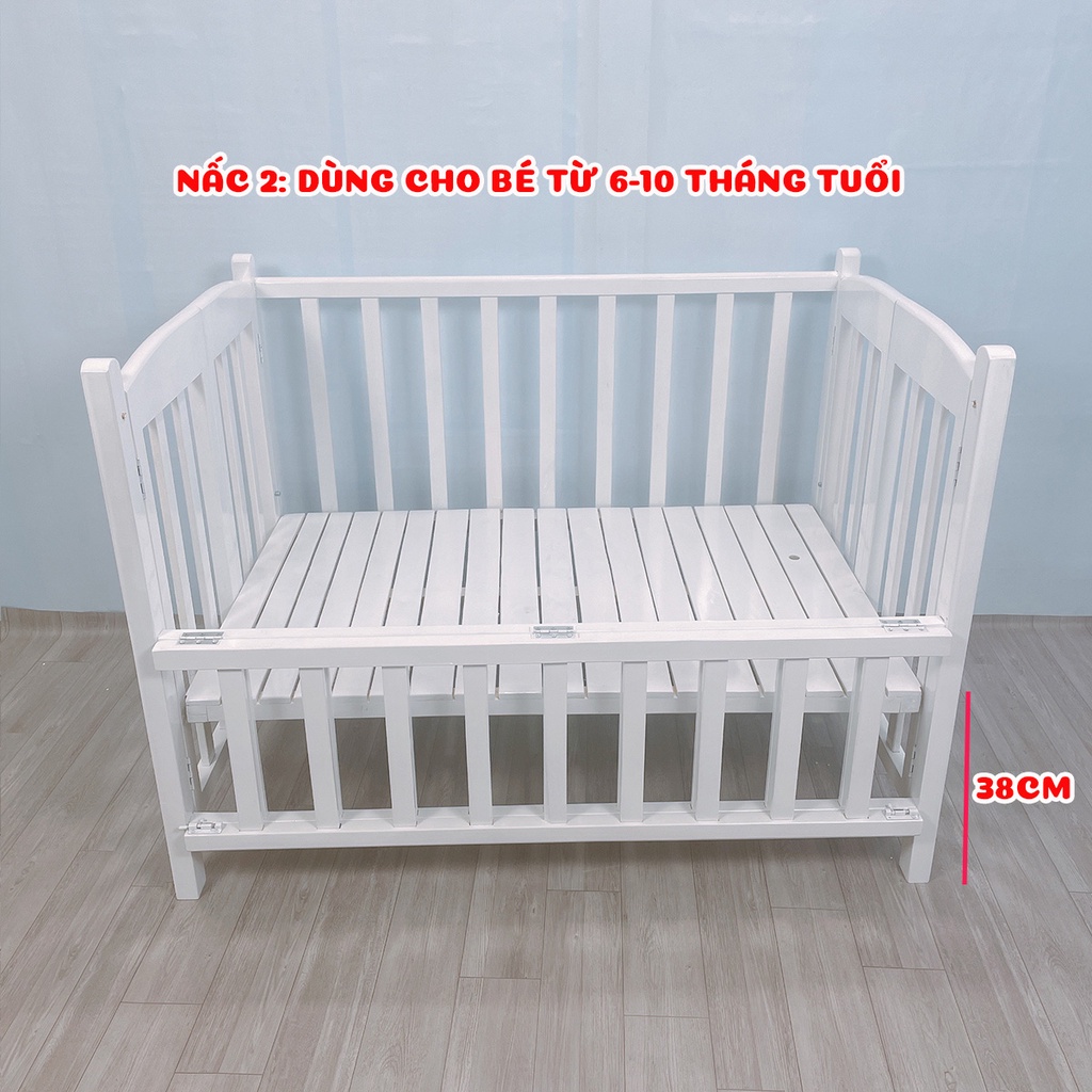 Giường Cũi Cho Bé Cũi Gỗ Quế Xuất Khẩu 3 Tầng Kidssun Kích Thước 80x130x86 cm Chịu Lực 100kg An Toàn Cho bé BH 24 Tháng