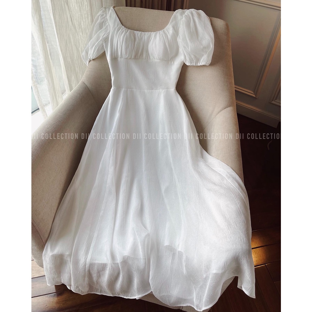 DII COLLECTION - Đầm midi thiết kế tiểu thư tơ tay bồng