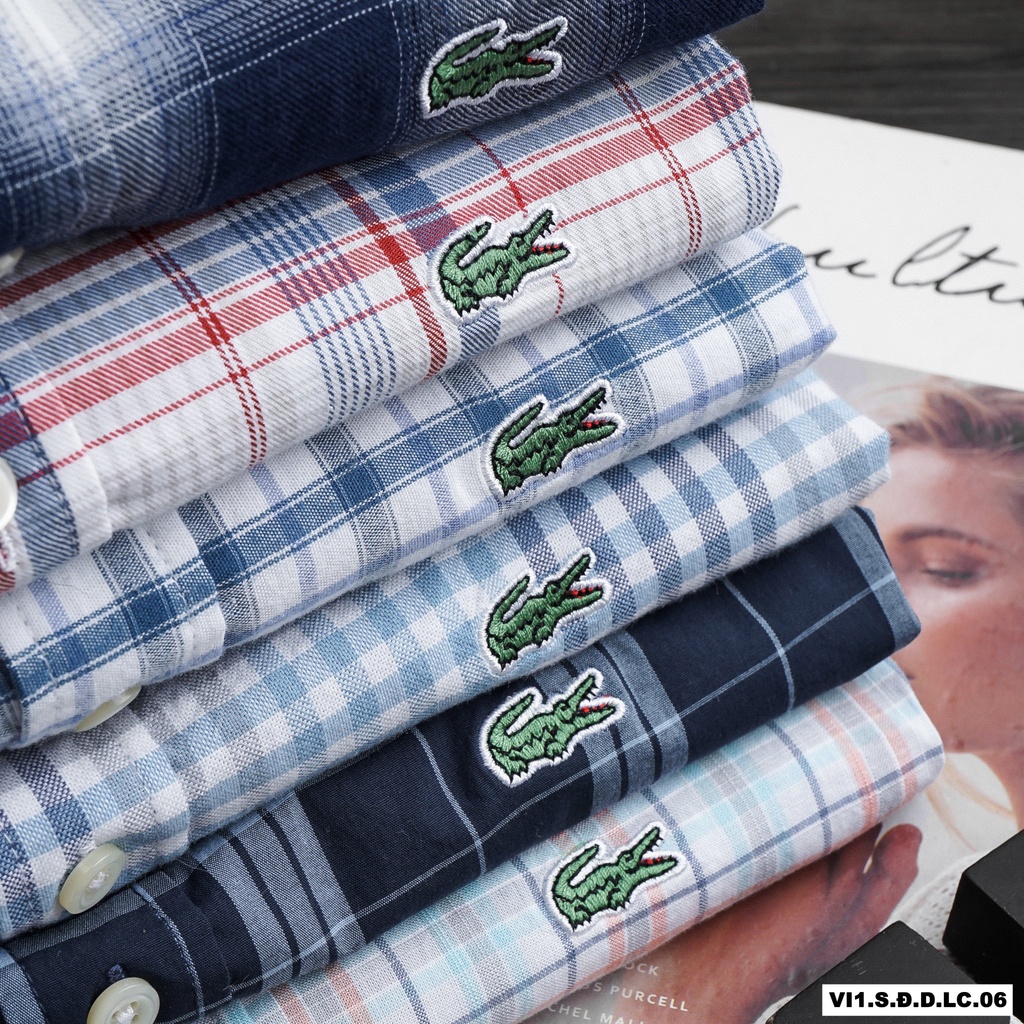 Aó sơ mi NAM kẻ Caro Lacoste (Form Slim,chất vải cotton dệt,thấm hút mồ hôi,thoáng mát,hàng VNXK) | BigBuy360 - bigbuy360.vn