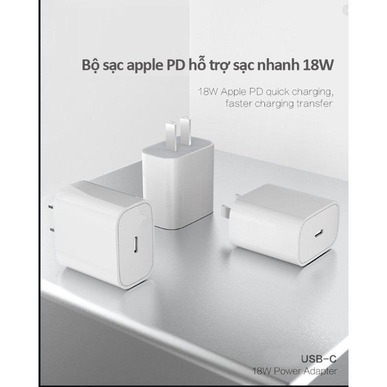 [SẠC NHANH] Bộ sạc nhanh iphone 18W chân dẹp US - Sử dụng cho IPhone 11 Pro Max/ 11 Pro/ X/ XS Max/ 8/ 8 Plus/ 7/ 7Plus