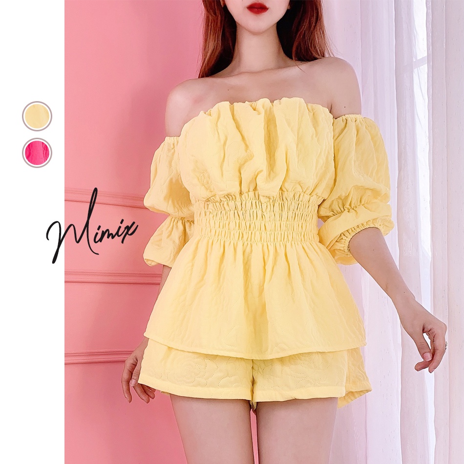 Set bộ rời áo trễ vai peplum kèm quần short MIMIX BW4210