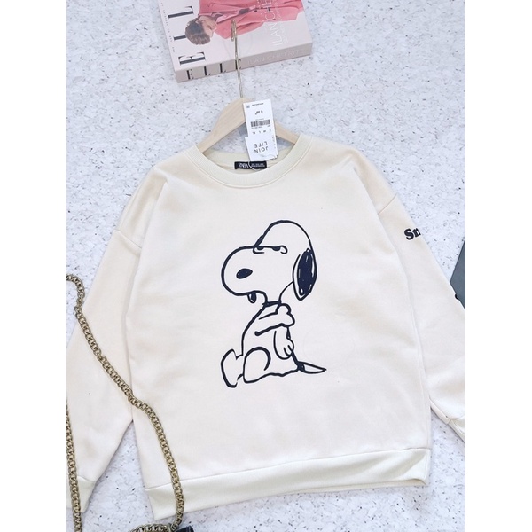 ANU599 - ÁO NỈ NỮ MÀU BE BO GẤU CÚN SNOOPY | WebRaoVat - webraovat.net.vn