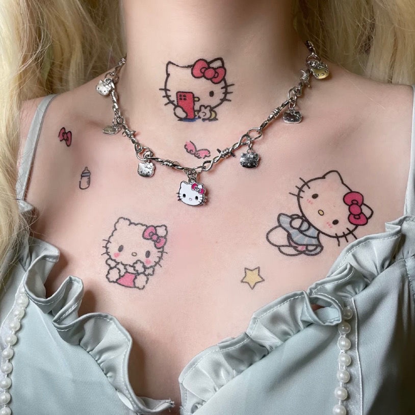 Hình xăm dán tạm thời chống thấm nước lâu trôi hình Hello Kitty đáng yêu