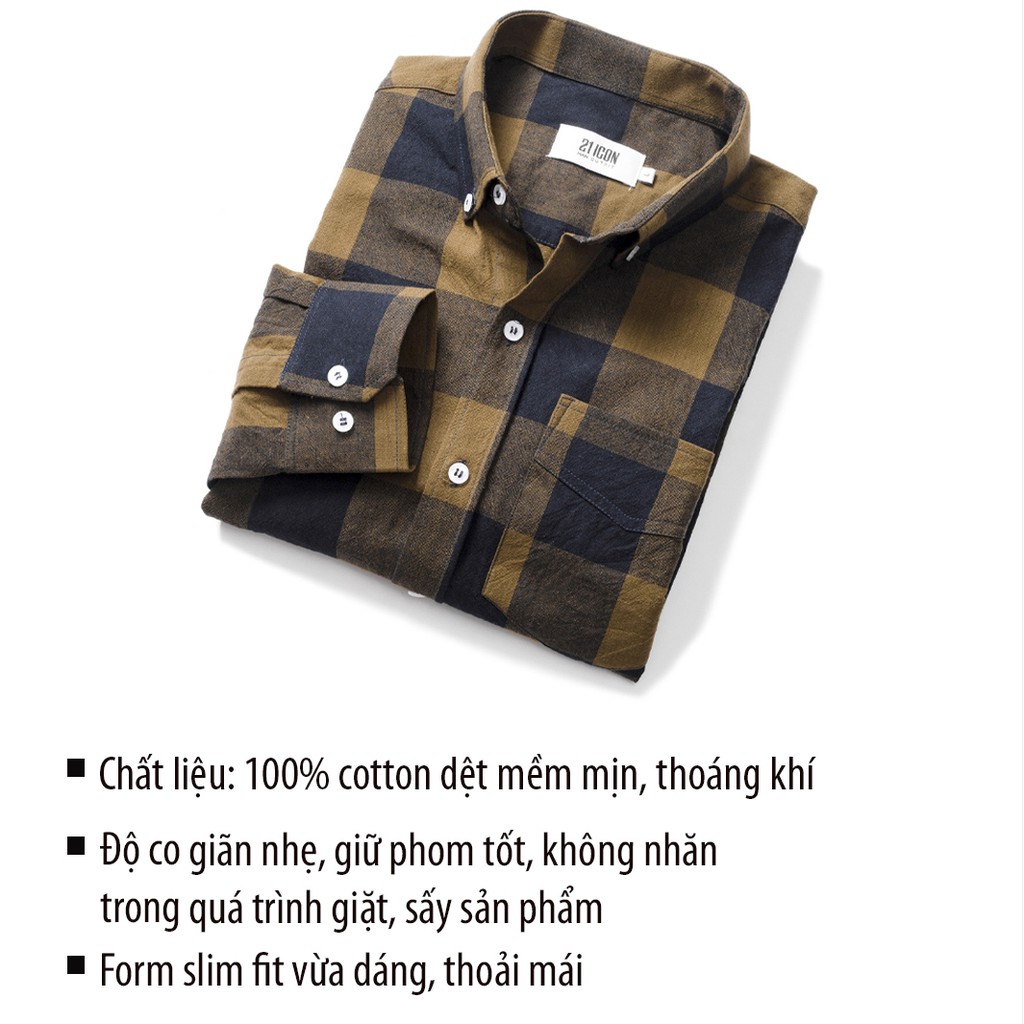 Áo sơ mi nam DOUBLE'D form Slim fit họa tiết kẻ caro vuông SC2VANG00 | BigBuy360 - bigbuy360.vn
