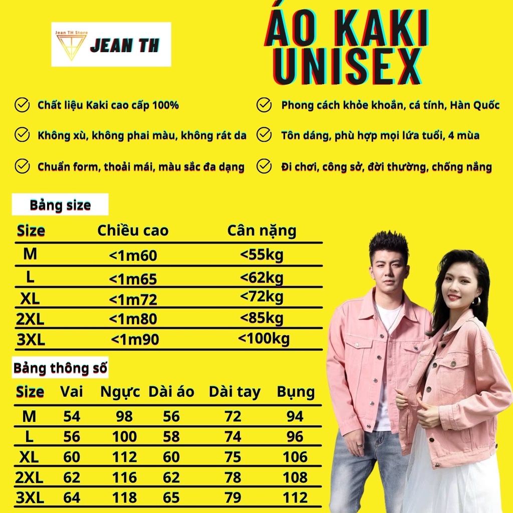 Áo khoác kaki unisex nam nữ TH Store nhiều màu cá tính phong cách ulzzang chống nắng