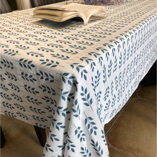 (Sẵn) Khăn trải bàn hoạ tiết lá linen cao cấp
