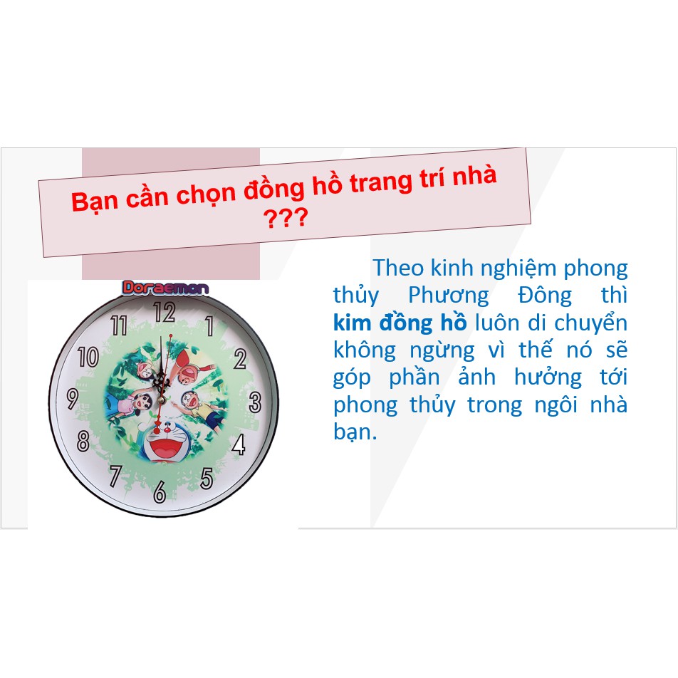 Đồ hồ treo tường kim trôi Doraemon mẫu 02 - kim trôi êm ái không gây ra tiếng ồn - phù hợp với gian phòng của bạn