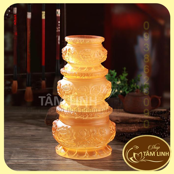 Lư Hương - Bát Nhang Hoa Sen Lưu Ly Vàng hàng đẹp.
