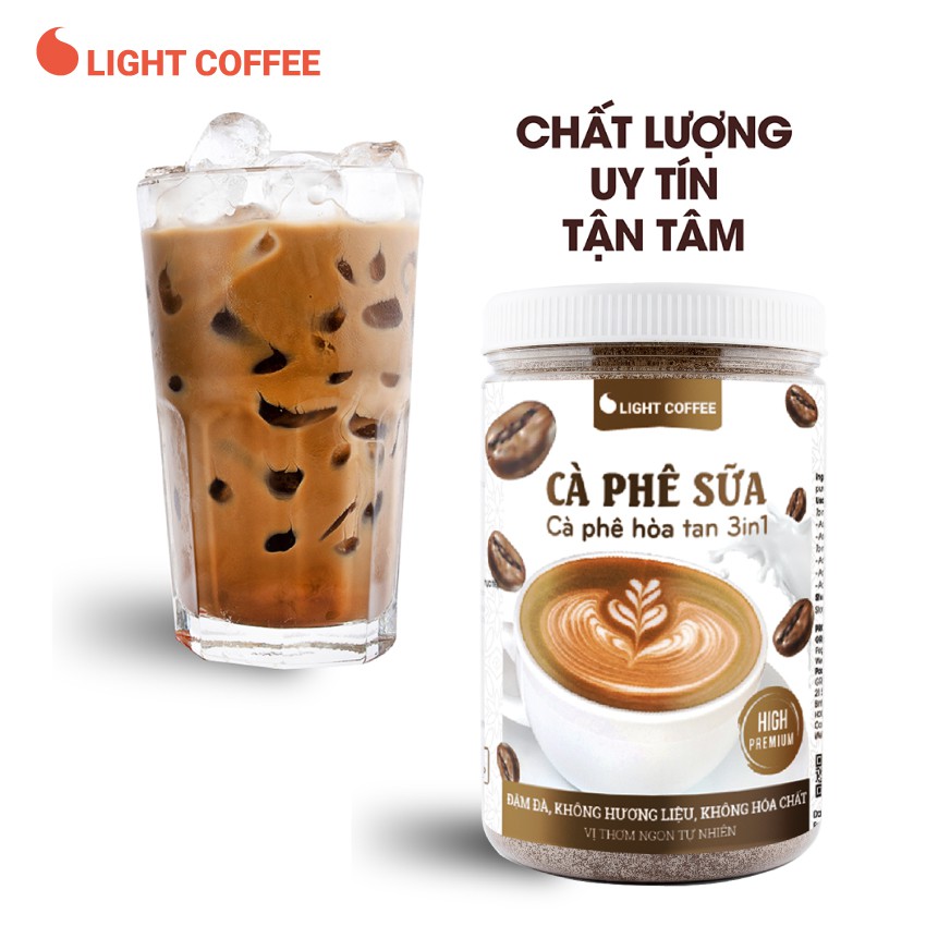 Cà phê sữa 3in1 không hóa chất, pha uống ngay Light Coffee Hũ 500g