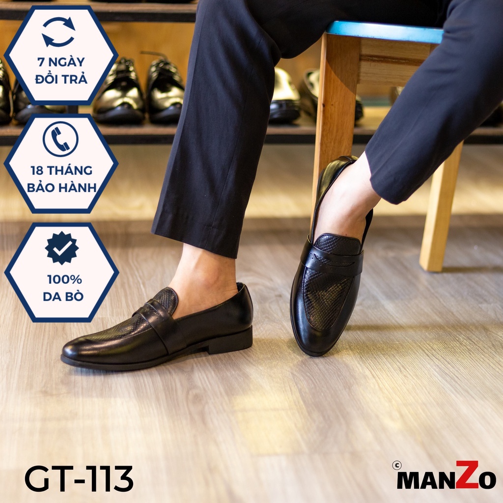Giày lười cao cấp dành cho dân công sở - giày da bò bảo hành 12 tháng tại manzo store - GT113