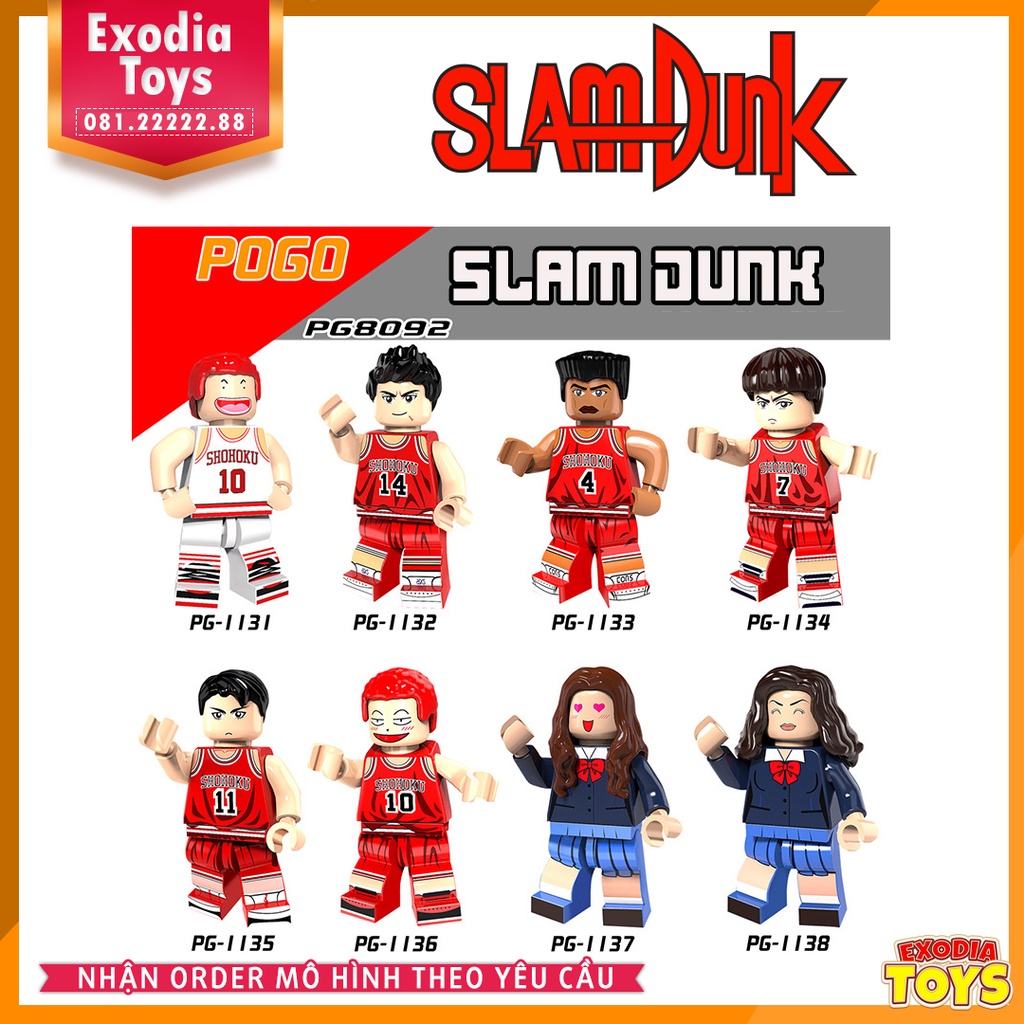Xếp hình Minifigure nhân vật  Slam Dunk Cao Thủ Bóng Rổ đội Shohoku - Đồ chơi lắp ghép sáng tạo - POGO 8092