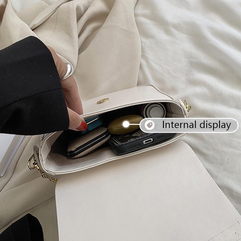 Túi xách đeo chéo IELGY dáng vuông nhỏ phối dây xích thời trang cho nữ