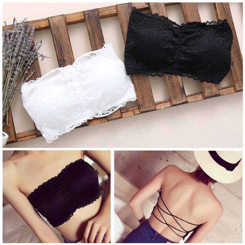 Bra ống phối ren hoa thiết kế hở lưng quyến rũ