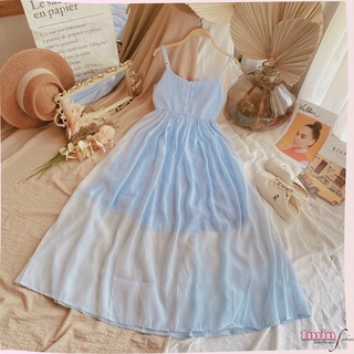 Đầm babydoll xanh (Bầu bì bon chen được)-D0155