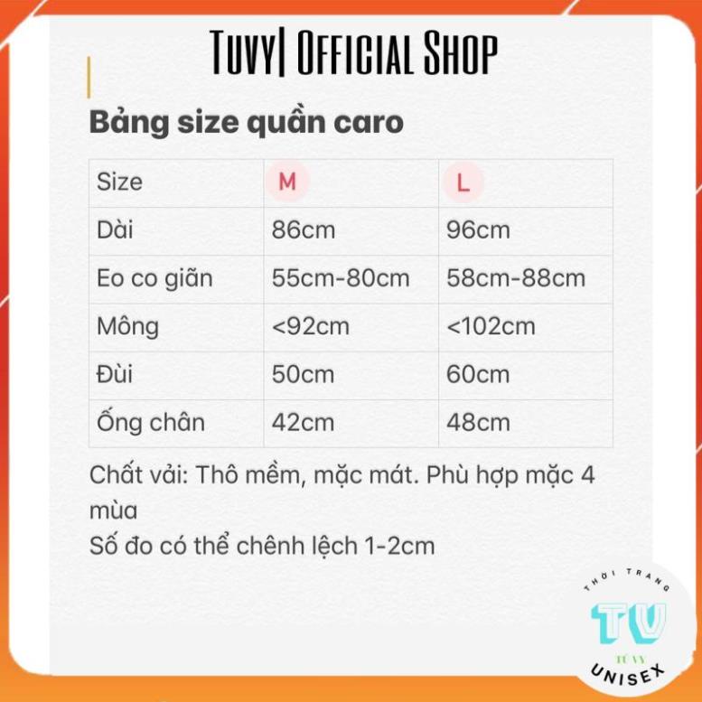 Quần ống rộng nữ TUVYSHOP Quần caro paint kẻ thô mềm ống suông siêu hack dáng đẹp màu đen sữa size M L