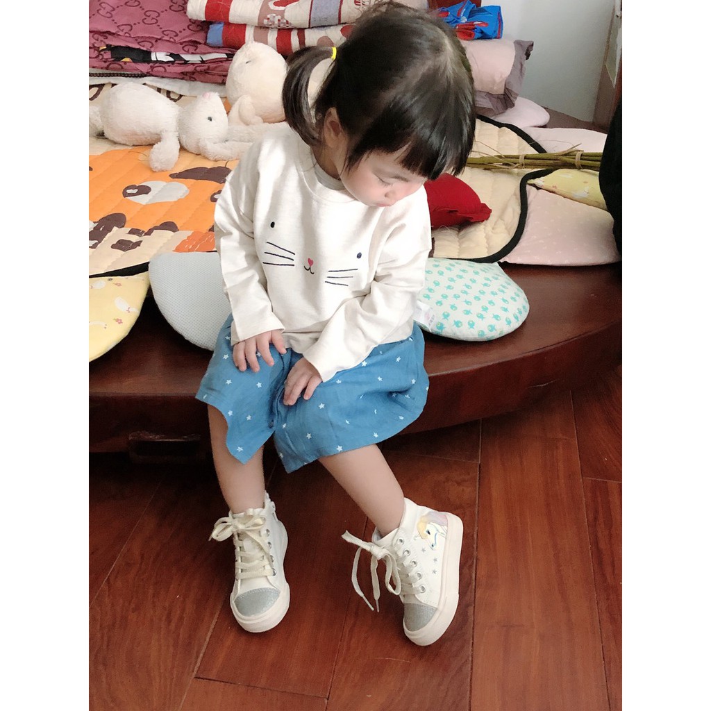 Giày BOOT UNICORN Place Màu trắng Cao Cổ Bé Gái <11cm Từ 12M-18M