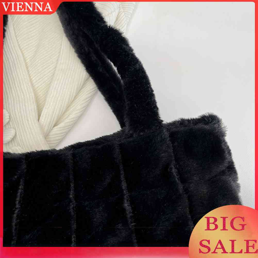 Túi Tote Lông Xù Mềm Mại Có Tay Cầm Thời Trang Thu Đông Cho Nữ