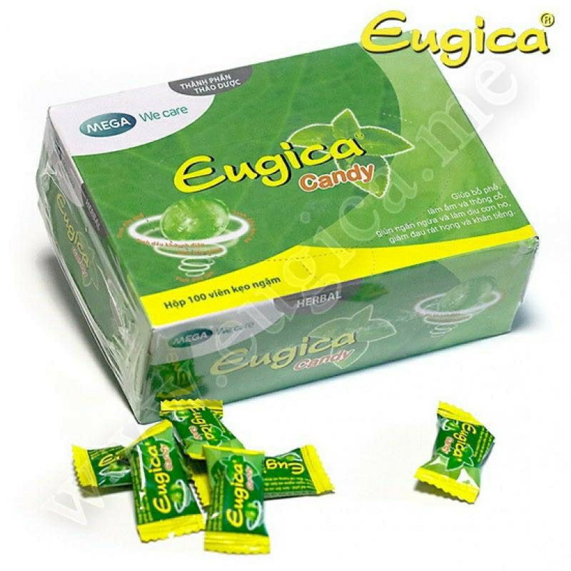 Kẹo ngậm Eugica ⚡ CAM KẾT CHÍNH HÃNG ⚡ Kẹo ngậm thảo dược Eugica  giúp giảm ho, ngứa, rát họng