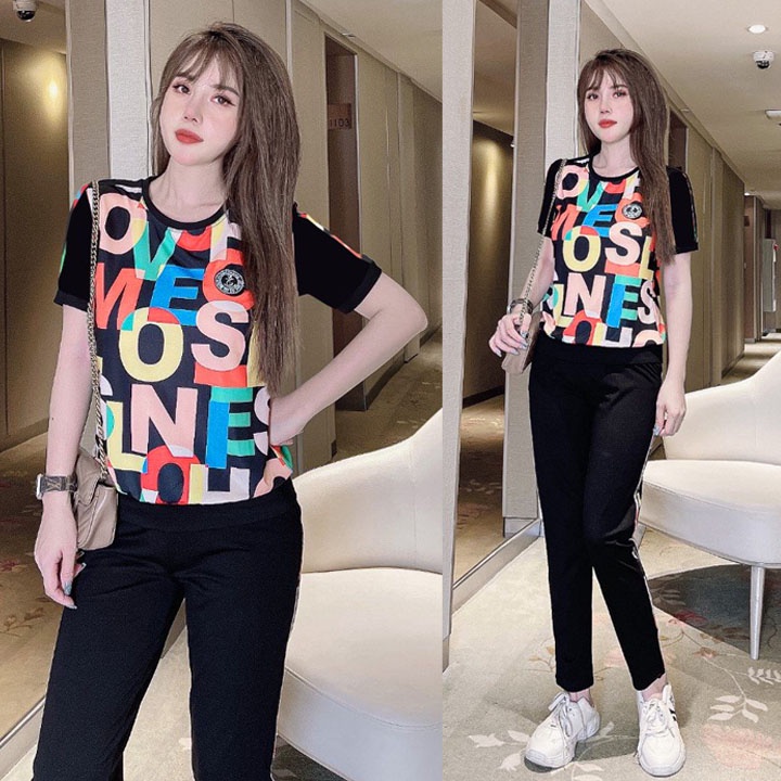 Bộ đồ thể thao nữ phối cam trắng TT398
