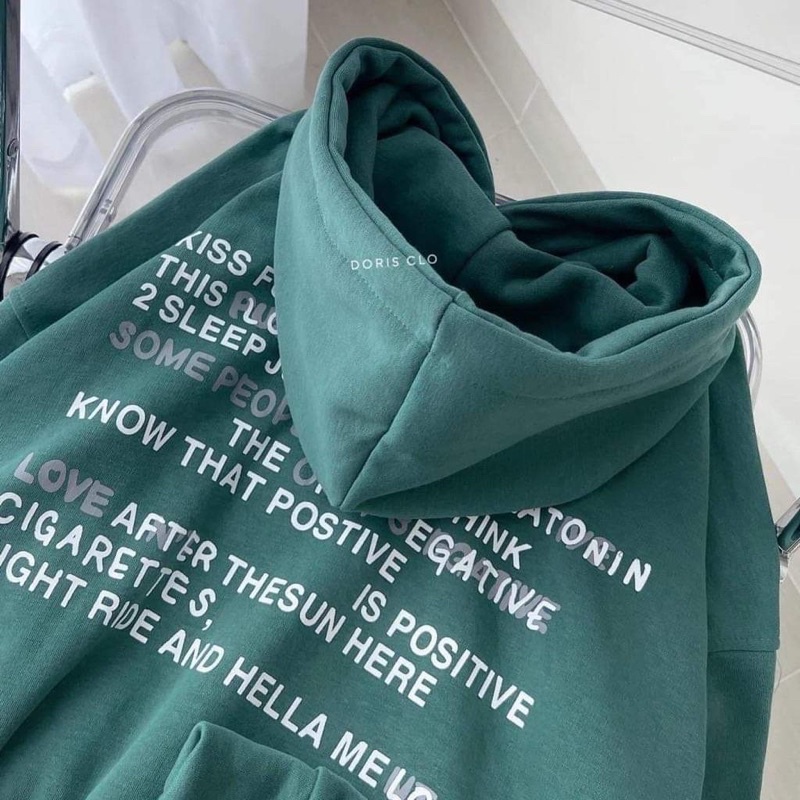 Áo hoodie chữ nhỏ in hai mặt TC12