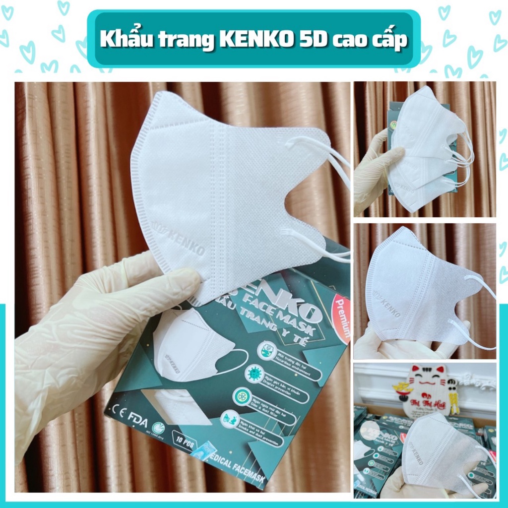 Khẩu Trang 5D Kenko, Phượng Cát, Nam Anh, Minh Nhật ... Kháng Khuẩn Lẻ Hộp 10 Chiếc, Hàng Dày Dặn Vừa Form